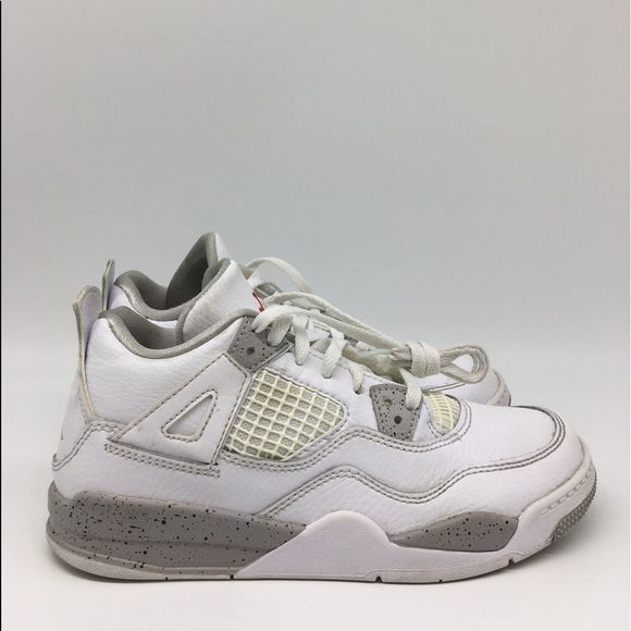 Nike Air Jordan 4 Retro White Oreo PS Pre School Size 2 Youth Used BQ7669 100 - Picture 1 of 10